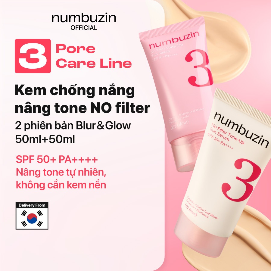 [Numbuzin Official] (SET) Kem chống nắng nâng tone số 3 bản Blur & Glow