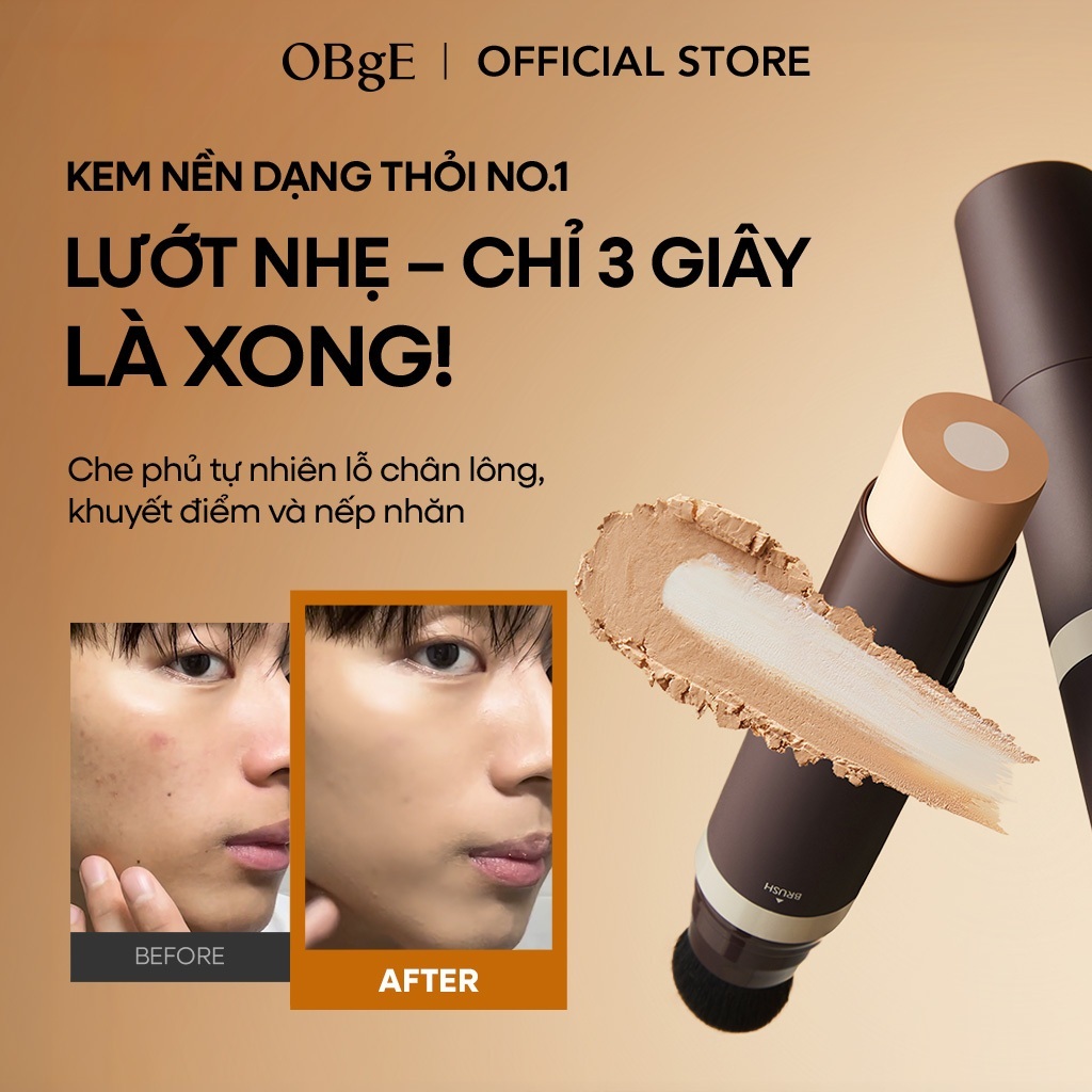 [OBgE Chính Hãng] Kem Nền Thỏi Natural Cover Foundation 13g SPF50+ PA++++ 3 Trong 1 Che Phủ Lỗ Chân Lông Nhanh, Bám Mịn Lâu Trôi 24H, Kèm Cọ Tán Siêu Mịn