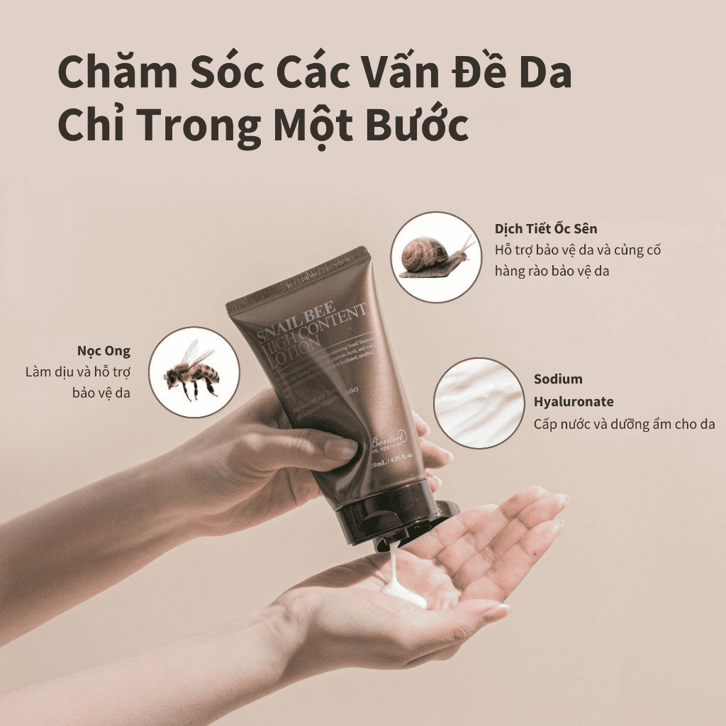 [Benton Official] Sữa Dưỡng Snail Bee High Content – Cân bằng độ ẩm, làm dịu, hỗ trợ phục hồi da, phù hợp da dễ nổi mụn