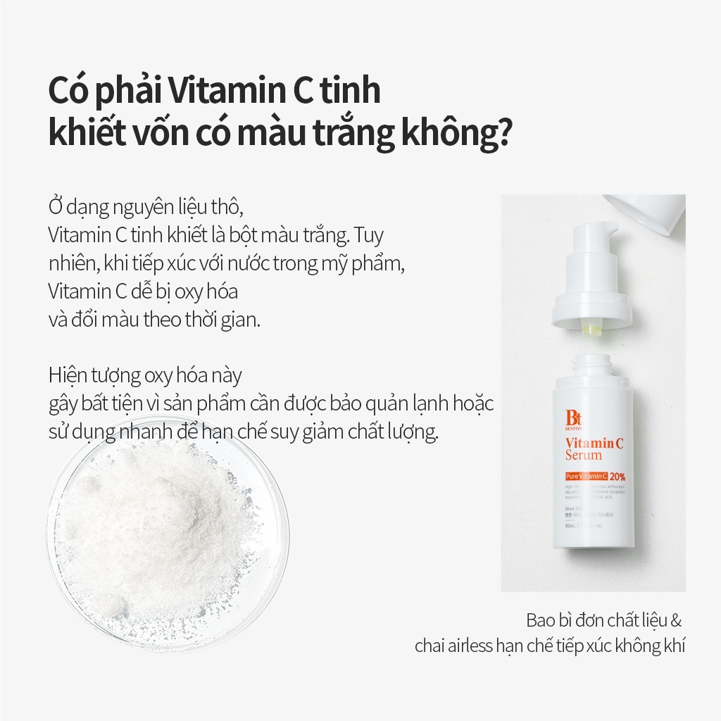 [Benton Official] Tinh Chất Vitamin C – Làm sáng da, hỗ trợ mờ đốm nâu, thâm mụn, tàn nhang, chống oxy hóa