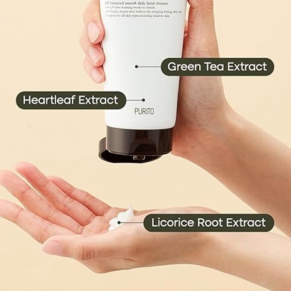 Ô - [KBEAUTY] PURITO SEOUL Từ Sữa Rửa Mặtạo Bọt Sâu Xanh | Sữa rửa mặt nhẹ nhàng pH thấp | Làm rõ lỗ chân lông & khôn...