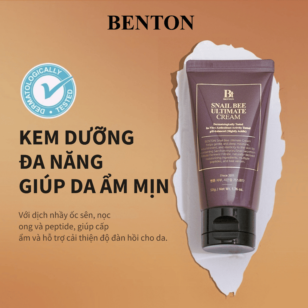 [Benton Official] Kem Dưỡng Ẩm Snail Bee High Content Steam Cream – Dưỡng ẩm, không chứa silicone, hỗ trợ hàng rào bảo vệ da, chăm sóc da khuyết điểm, làm sáng da