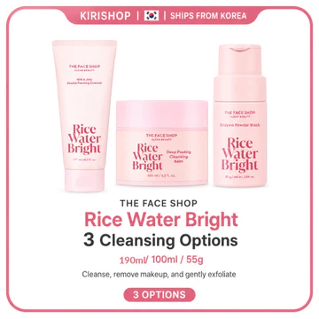 THE FACE SHOP Rice Water Bright Cleaning 3 Options Sữa rửa mặt tạo bọt Sữa rửa mặt tạo bọt 190ml Sữa rửa mặt lột sâu 100ml Sữa rửa mặt Enzyme 55g Chăm sóc da Hàn Quốc