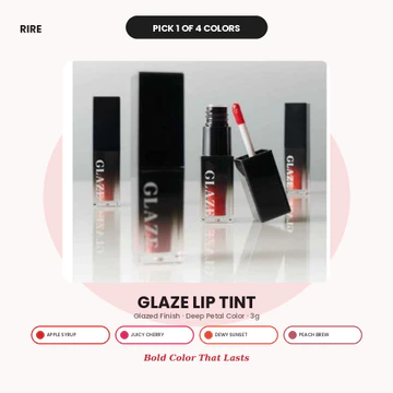 Kính Hàn Quốc Tint RIRE Glaze Lip Tint 3g Glossy Dewy Shine Lip Gloss Tint K-Beauty Makeup