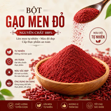 Bột Gạo Men Đỏ 200g | Red Yeast Rice Powder | Nguyên Liệu Thực Phẩm Tự Nhiên | GiaGiaVi