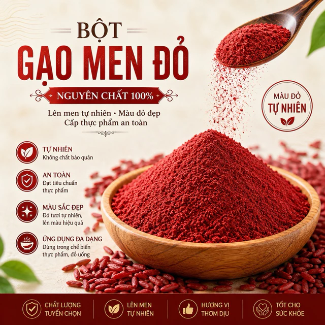 Bột Gạo Men Đỏ 200g | Red Yeast Rice Powder | Nguyên Liệu Thực Phẩm Tự Nhiên | GiaGiaVi
