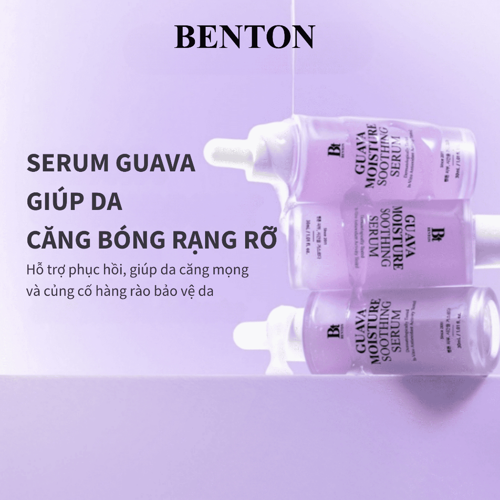 [Benton Official] Tinh Chất Guava Moisture Soothing Serum – Cấp ẩm, làm dịu, làm sáng da, hỗ trợ phục hồi hàng rào bảo vệ da, kết cấu mỏng nhẹ không bết dính, phù hợp da nhạy cảm và da dễ nổi mụn