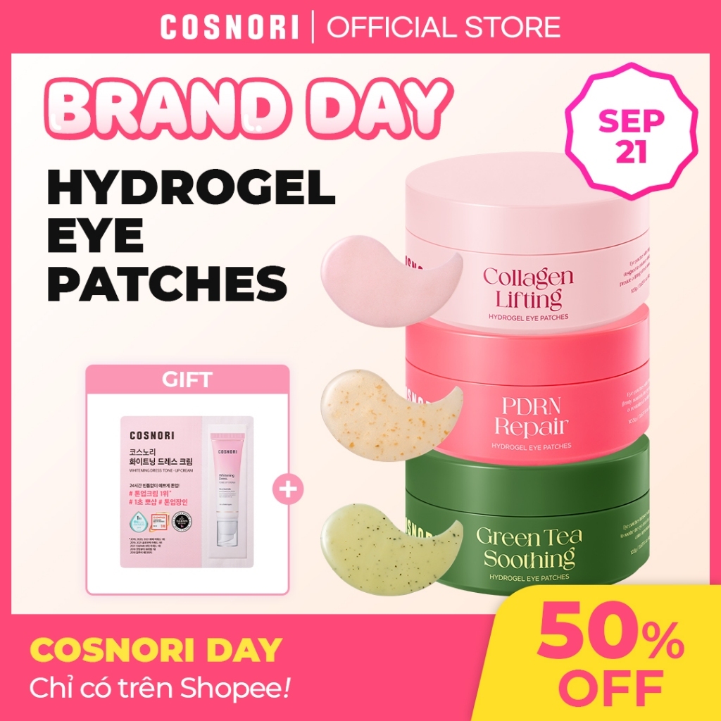 Miếng dán mắt COSNORI Hydrogel (Trà xanh, Collagen, PDRN)