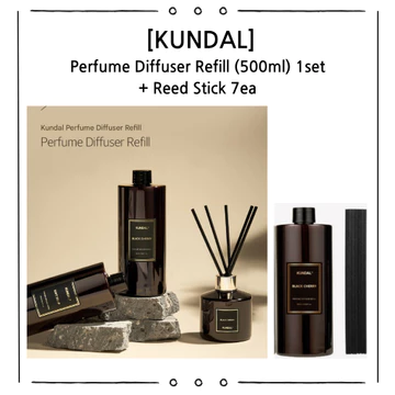 Máy khuếch tán nước hoa KUNDAL Refill 500ml (1 Bộ) + 7 Que khuếch tán sậy | Dầu thơm thơm lâu trôi | Phòng tại nhà Văn phòng Máy khuếch tán mùi hương tinh dầu | Bộ khuếch tán Refill