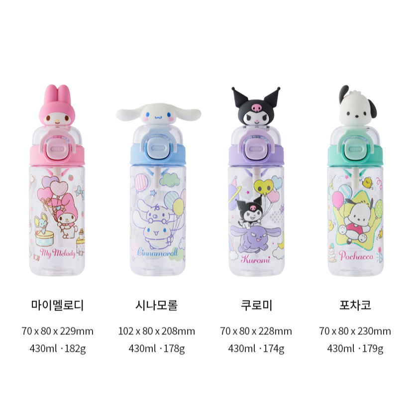 [LocknLock] Sanrio school fit One-Touch Hình Tritan Clear Water Bottle 430ml ABF899