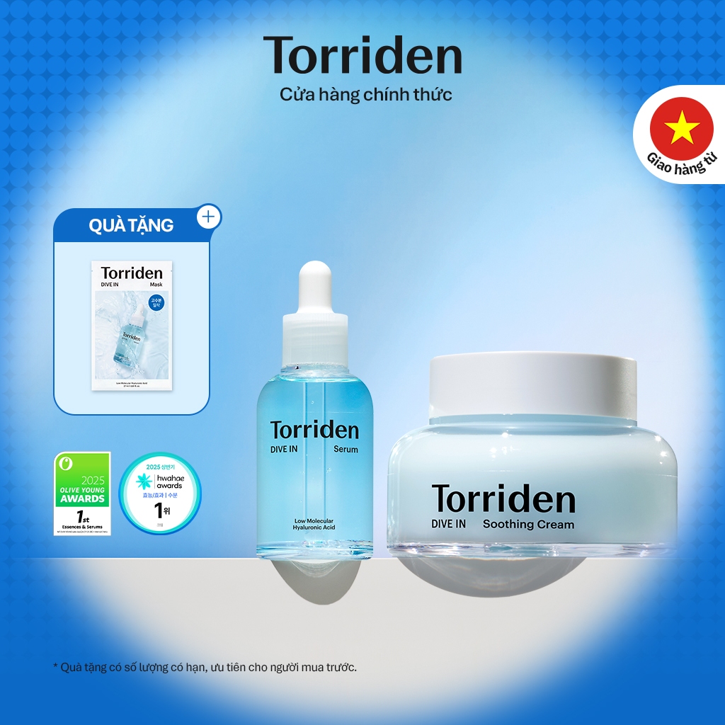 [Torriden Chính hãng] [SET] Serum và kem dưỡng làm dịu da DIVE IN, 50ml+100ml
