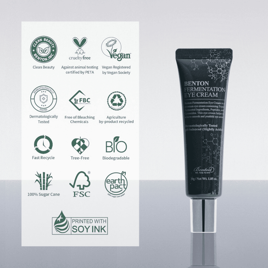 [Benton Official] Kem dưỡng mắt lên men với collagen Hàn Quốc - Chống lão hóa, làm mờ nếp nhăn và vết chân chim vùng mắt, làm săn chắc da, dành cho da nhạy cảm
