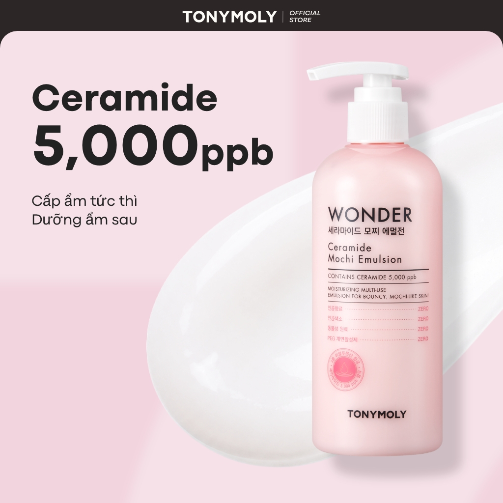 TONYMOLY Sữa dưỡng ẩm cho da khô Wonder Ceramide Mochi Emulsion 300ml