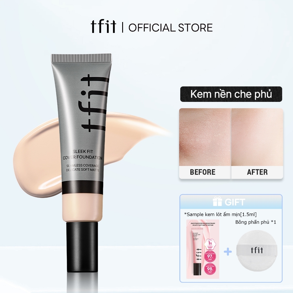 [TFIT Official]Kem Nền Che Phủ Cao 24H Kiềm Dầu Chống Nước Mồ Hôi Lì Sleek Fit Cover Foundation 30ml