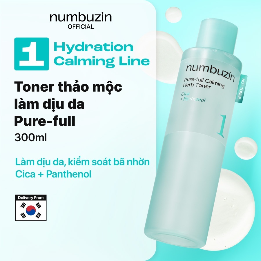 [Numbuzin Official] No.1 Toner thảo mộc làm dịu da Pure-full 300ml
