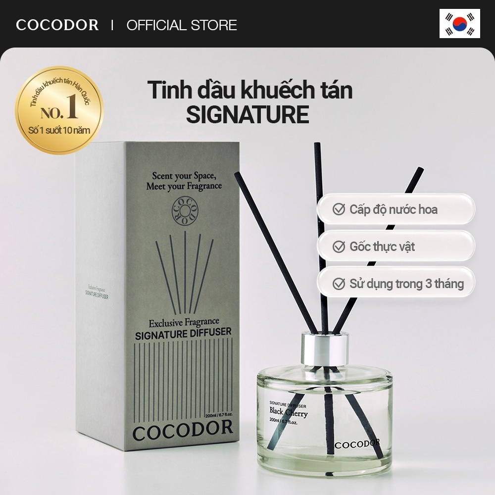 COCODOR Que khuếch tán đặc trưng 200ml/ Nhiều Hương/ Que hương thơm Hàn Quốc/ mùi hương sang trọng