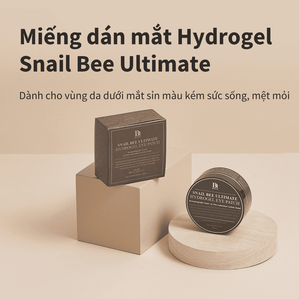 [Benton Official] Mặt Nạ Mắt Hydrogel Snail Bee Ultimate – Cấp ẩm, làm mát, làm dịu, hỗ trợ cải thiện quầng thâm, bọng mắt và nếp nhăn vùng mắt