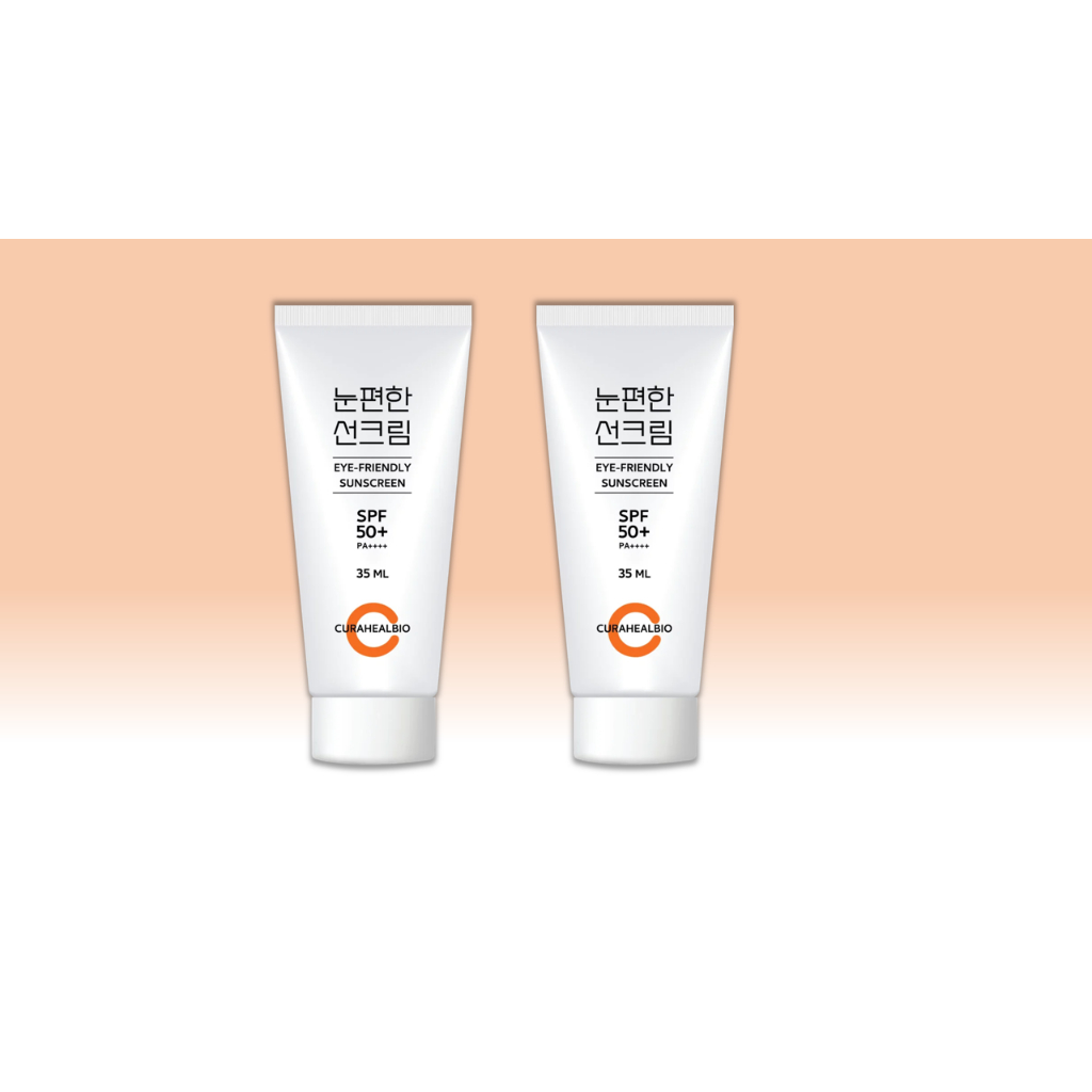 Kem chống nắng thân thiện với mắt CURAHEALBIO SPF50 + PA + + + + 35ml [Bộ 2 gói] Kem chống nắng mặt nạ Hàn Quốc, Da nhạy cảm, Không trắng, Không chứa cồn