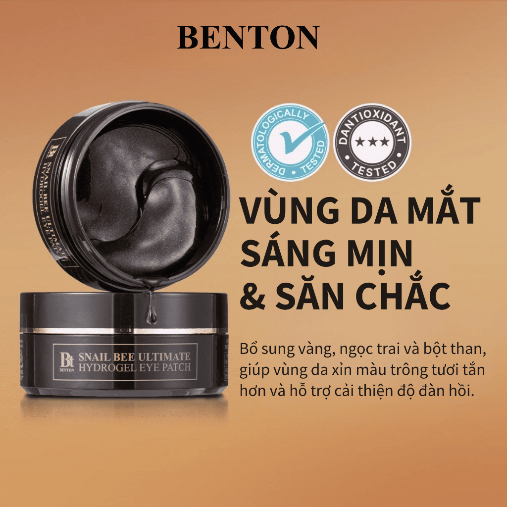 [Benton Official] Mặt Nạ Mắt Hydrogel Snail Bee Ultimate – Cấp ẩm, làm mát, làm dịu, hỗ trợ cải thiện quầng thâm, bọng mắt và nếp nhăn vùng mắt