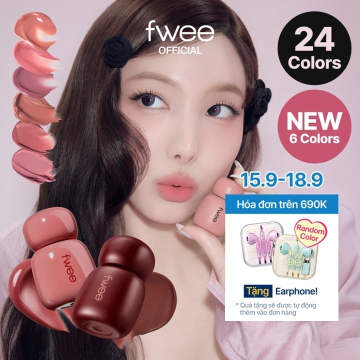 (NEW 6 Colors) fwee Rose Obsession Stay-fit Lip Tint (24 Màu)