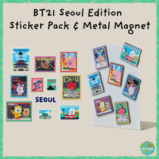 [BT21] Phiên bản Seoul | Bộ sticker | Nam châm kim loại | Quà lưu niệm sưu tầm | Quà tặng K-pop