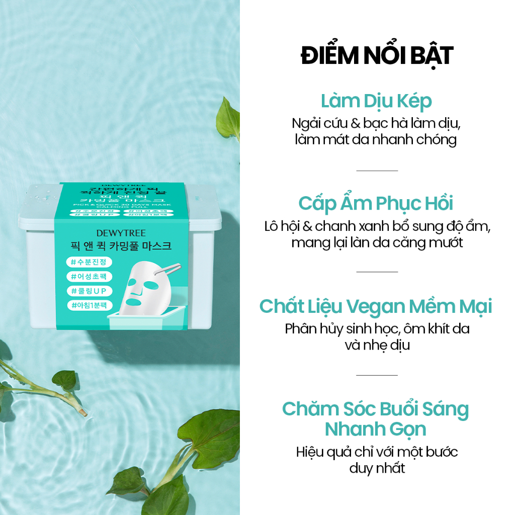 [DEWYTREE] Mặt Nạ Làm Dịu Và Phục Hồi Da Pick & Quick 30 Miếng