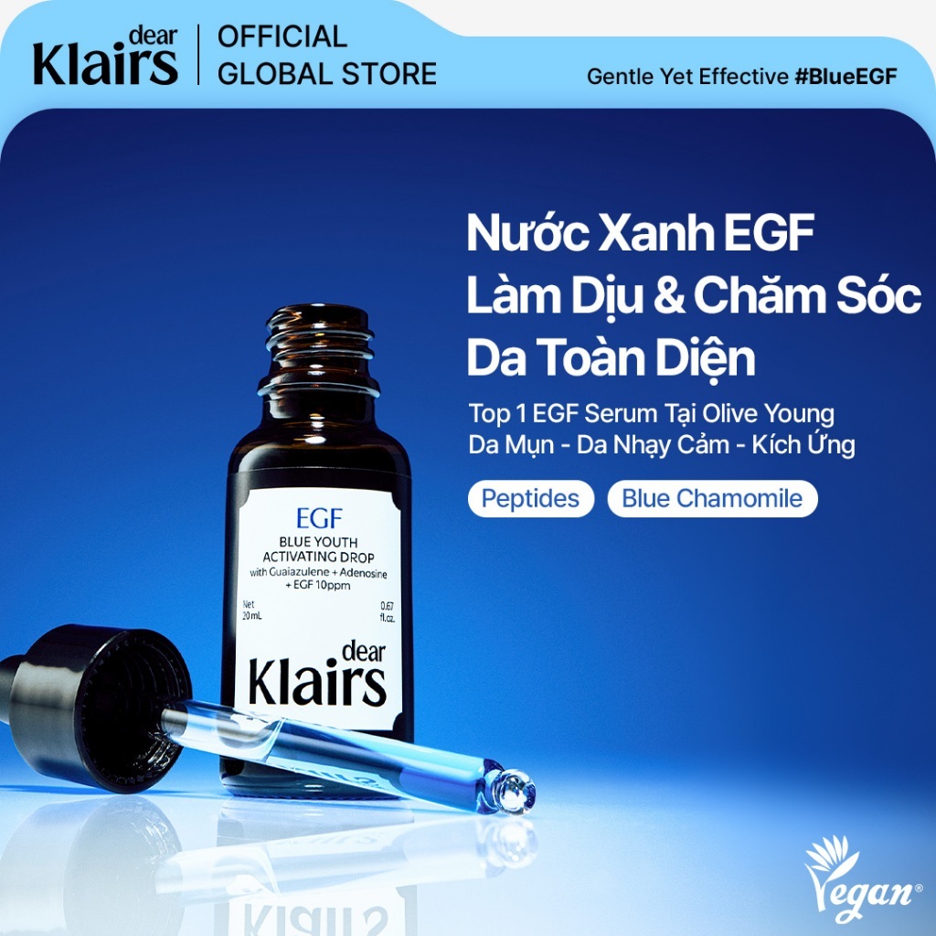[Dear Klairs] Nước Xanh EGF 20ml - Làm Dịu Da, Phục Hồi Chuyên Sâu, Chăm Sóc Da Mụn