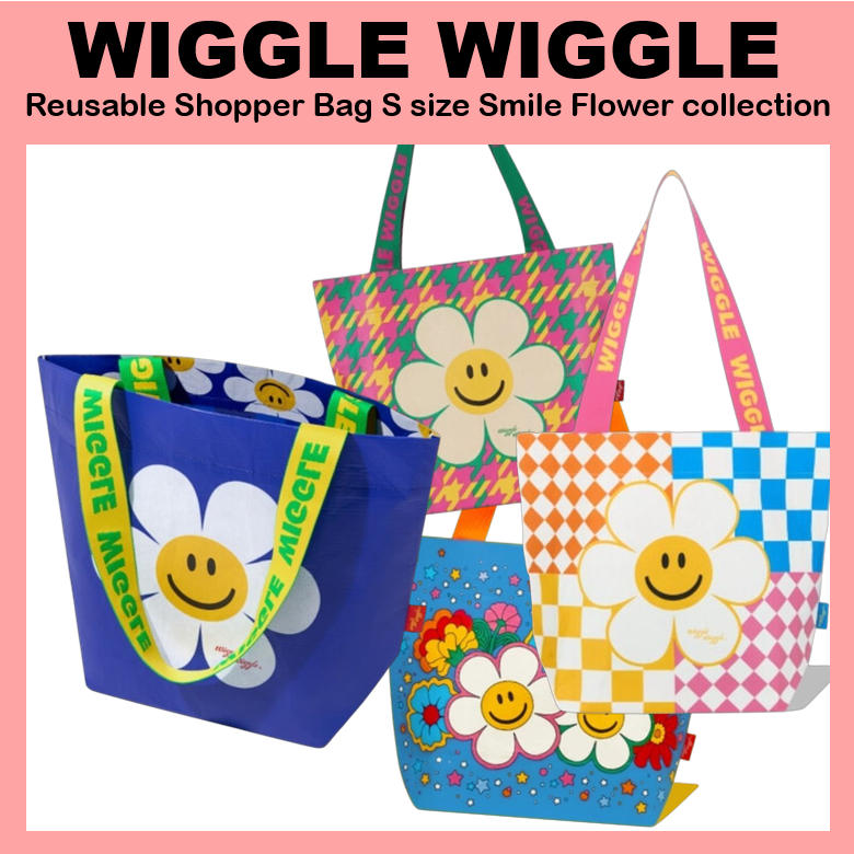 [Wiggle Wiggle] Túi mua sắm có thể tái sử dụng Bộ sưu tập hoa nụ cười cỡ S