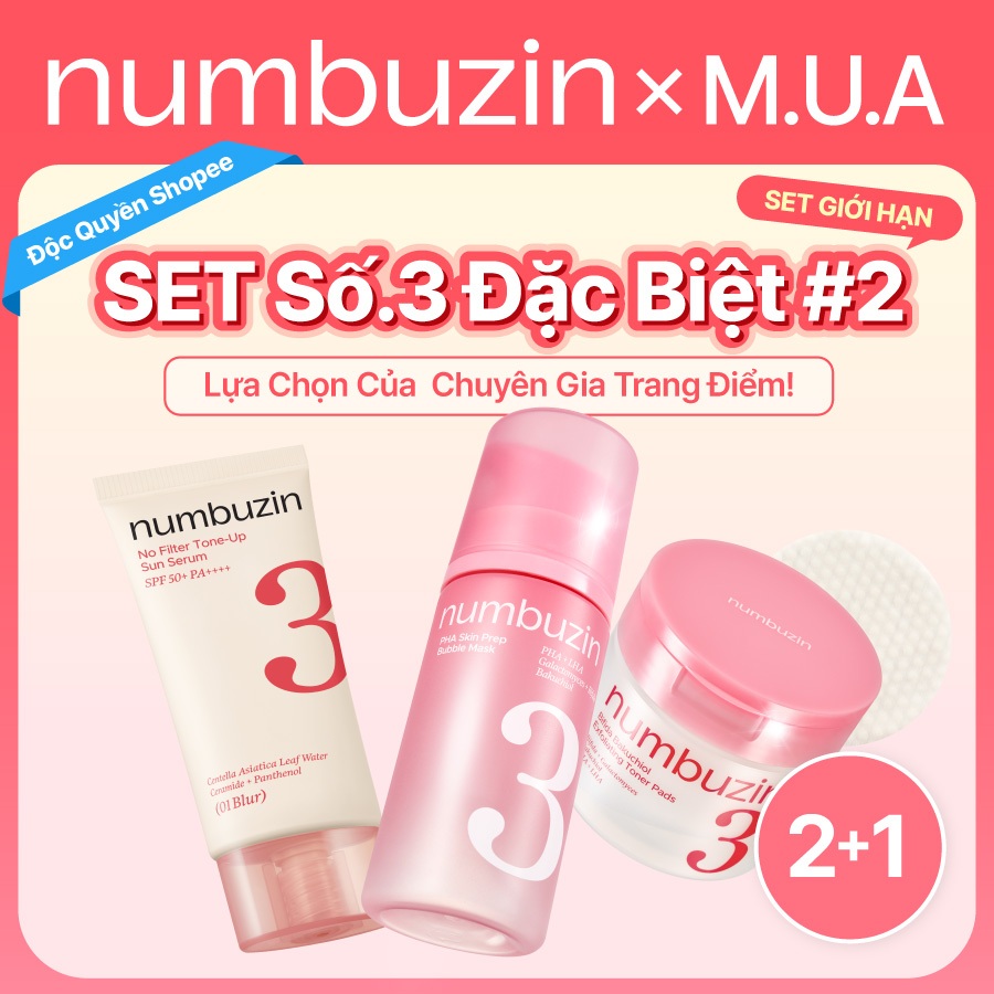 [Numbuzin Official] (2 + 1 BỘ) Số 3 M.U.A Pick #2 / Bubble Prep Mask + Tone-Up Blur + (Quà tặng) Toner Pad 70ea