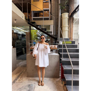 𝘼𝙍𝙀𝙊 𝘿𝙍𝙀𝙎𝙎 - Đầm Linen TƯNG PRE Bẹt Vai Tay Dài