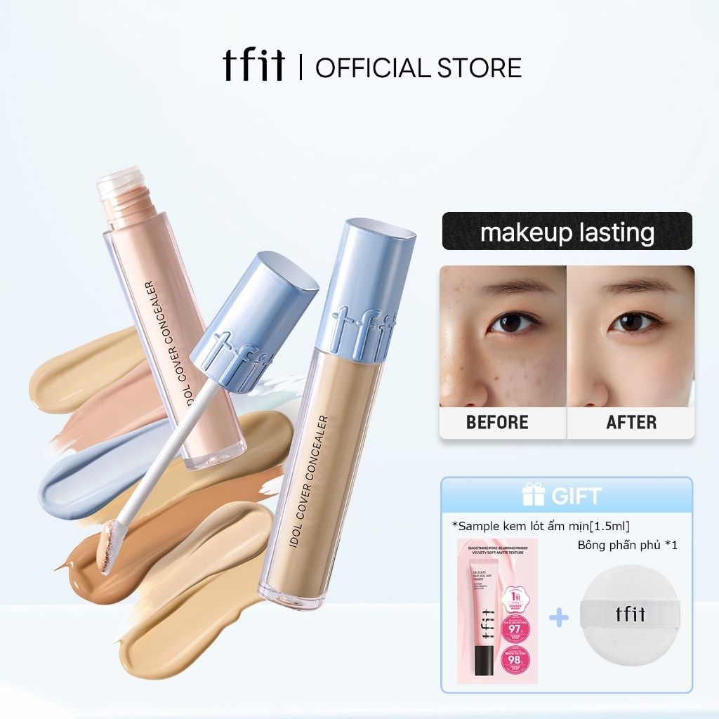 [TFIT Official]Che khuyết điểm lâu trôi chống nước Che quầng thâm mụn Idol Cover Concealer 6.5g