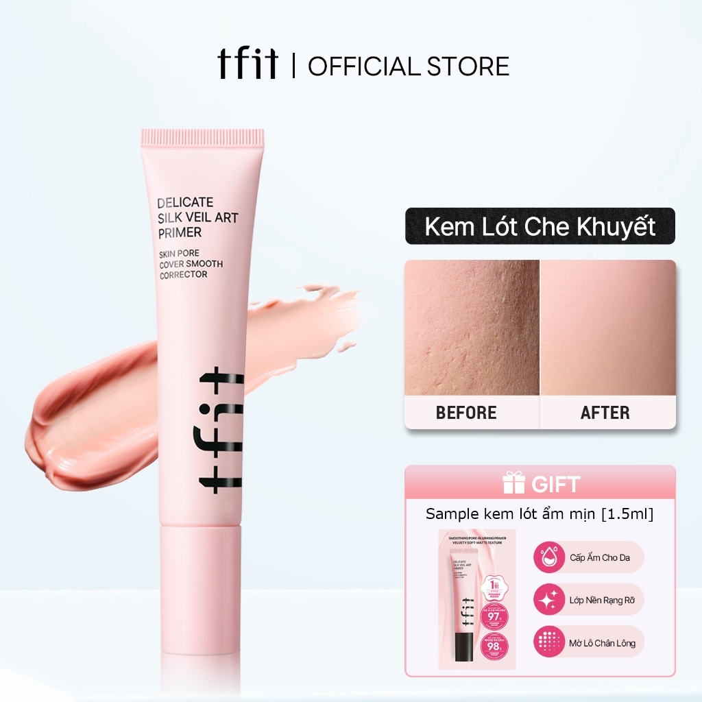 [TFIT Official] Kem Lót Delicate Silk Veil Art Primer Kem dưỡng ẩm Che phủ lỗ chân lông 30ml