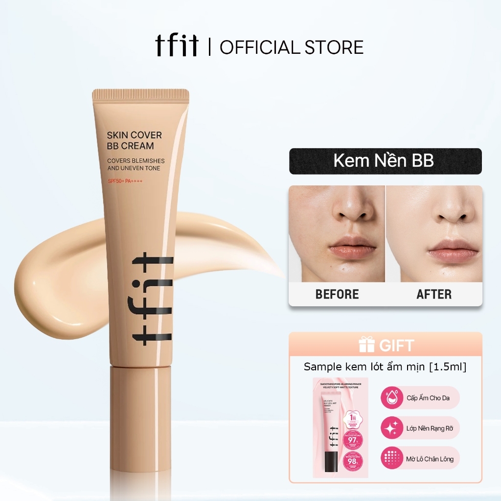 [TFIT Official] BB Cream 3 Trong 1 SPF50+ PA++++ Chống Nắng, Che Khuyết Điểm, Lớp Nền Tự Nhiên  Skin Cover BB Cream 30g