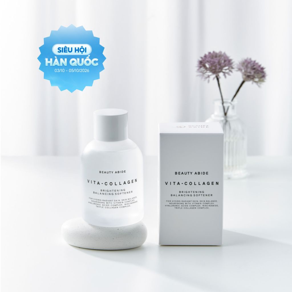 [Mỹ phẩm DERMA] BEAUTY ABIDE "VITA-COLLAGEN" BRIGHTENING BALANCING MỀM, dễ mụn trứng cá, lỗ chân lông, mụn đầu đen, bã nhờn