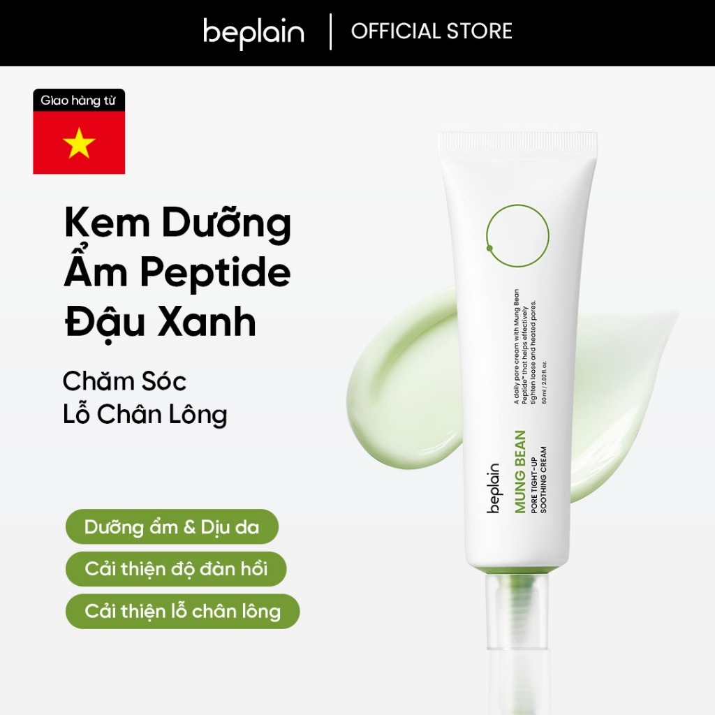 [Beplain Chính Hãng] Kem Dưỡng BEPLAIN chiết xuất Peptide Đậu Xanh, ngừa dấu hiệu lão hoá, giảm tình trạng lỗ chân lông chảy xệ 60ML