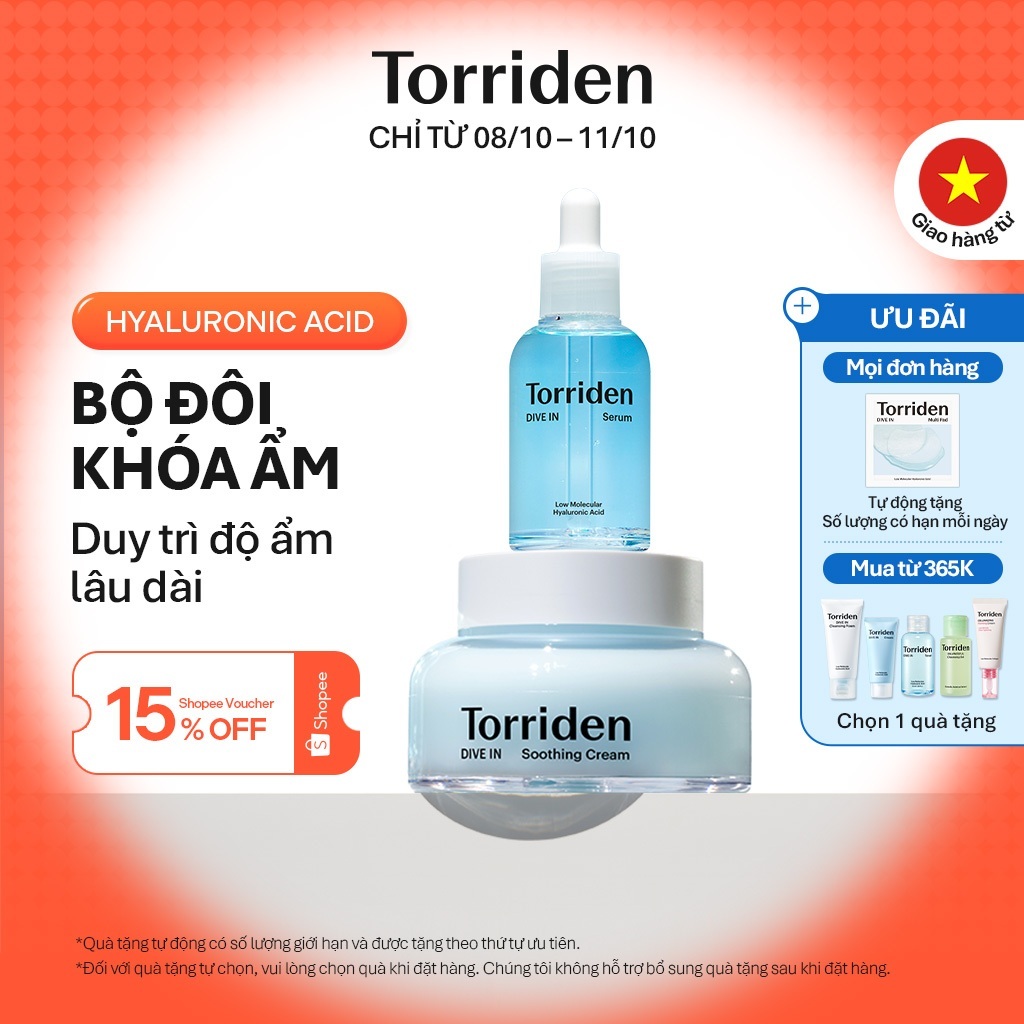 [Torriden Chính hãng] [SET] Serum và kem dưỡng làm dịu da DIVE IN, 50ml+100ml