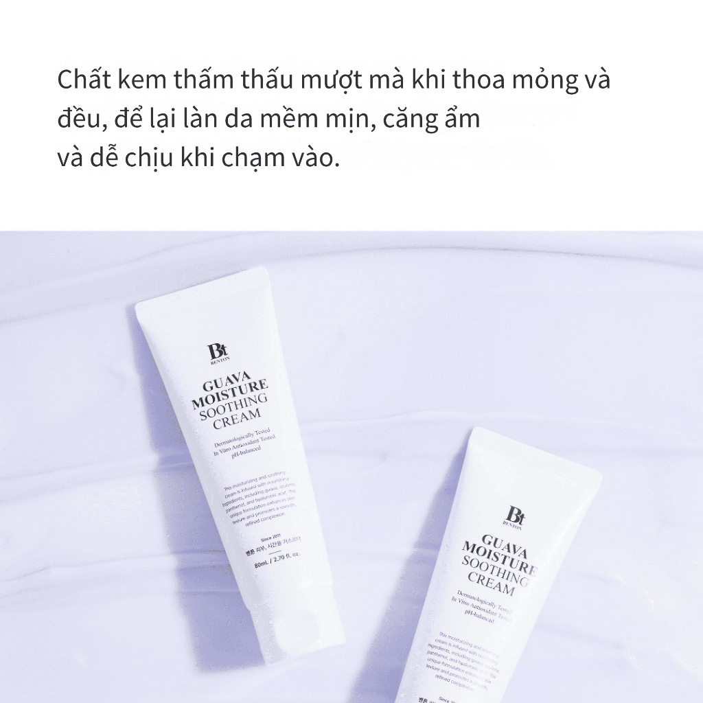 [Benton Official] Kem Dưỡng Guava Moisture Soothing Cream – Làm dịu da, kết cấu mỏng nhẹ, cấp ẩm, hỗ trợ phục hồi hàng rào bảo vệ da, phù hợp da nhạy cảm và da dễ ửng đỏ, công thức thuần chay dịu nhẹ