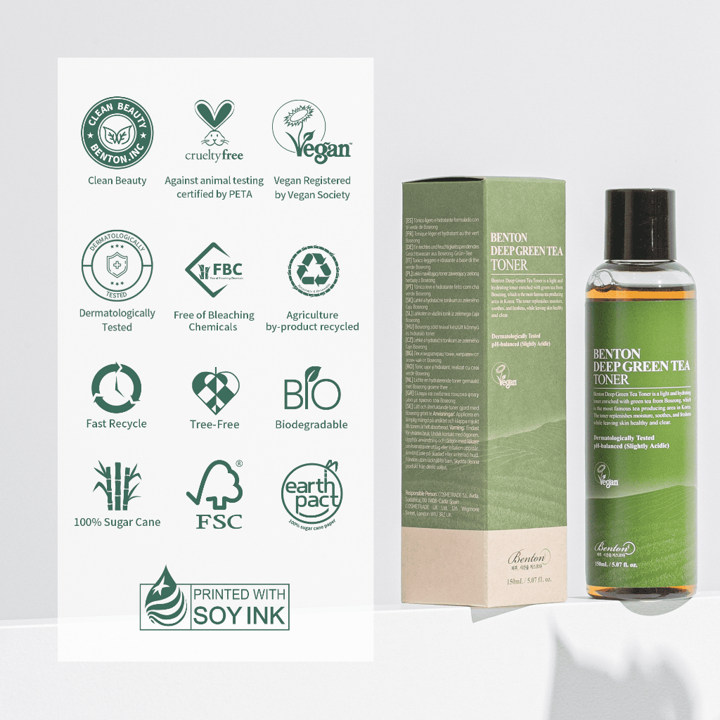 [Benton Official]  Nước hoa hồng trà xanh Deep Green Tea Toner 150ml dành cho da mụn, da dầu và da nhạy cảm – Giúp làm dịu và giảm kích ứng