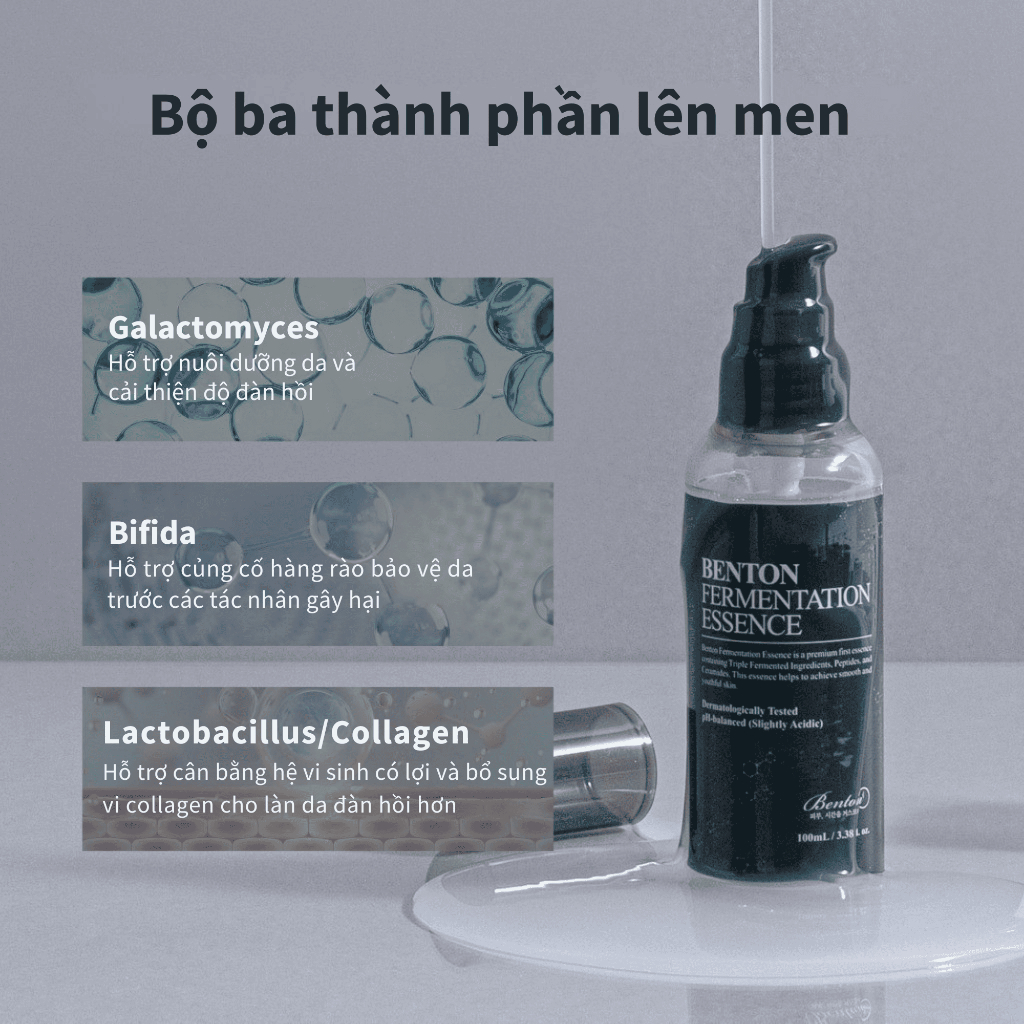 [Benton Official] Tinh Chất Benton Fermentation Essence – Chứa Galactomyces & Bifida, giúp làm sáng da, cấp ẩm, hỗ trợ cải thiện kết cấu da, cho da rạng rỡ
