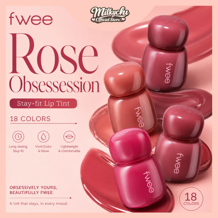 Son tint fwee Rose Obsession Stay Fit Lip Tint tông hoa hồng lì và bóng 18 màu