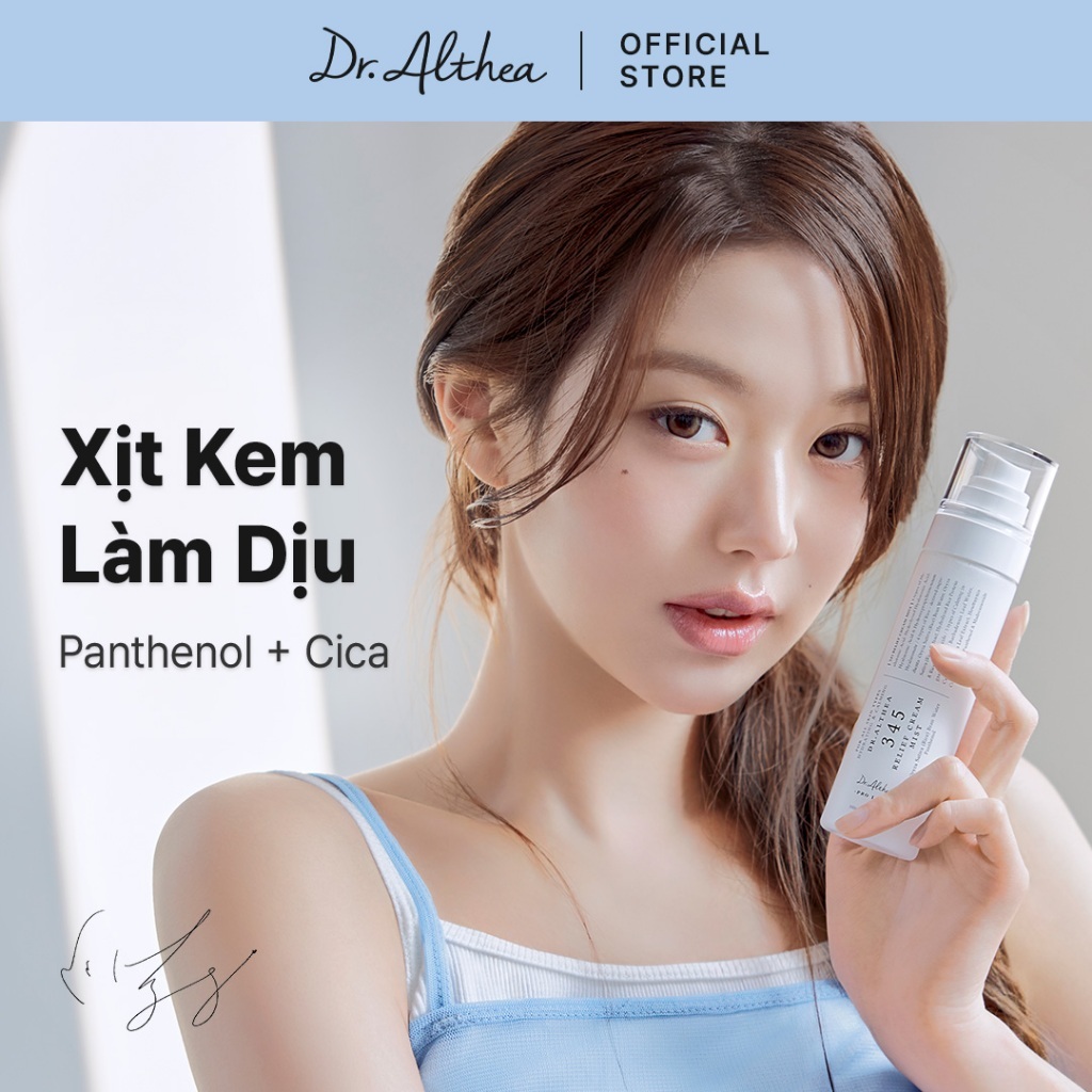 [Dr.Althea Official] Xịt khoáng dạng kem cấp ẩm tức thì, làm dịu da & giảm mẩn đỏ cho da nhạy cảm Dr.Althea 345 Relief Cream Mist 60ml/100ml (60% Nước Cám Gạo, Panthenol)