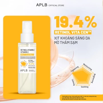 Xịt Khoáng Vitamin C Trắng Sáng Da 105ml APLB Retinol Vitamin C Vitamin E Essence Mist, Xịt Khoáng Dưỡng Sáng Da
