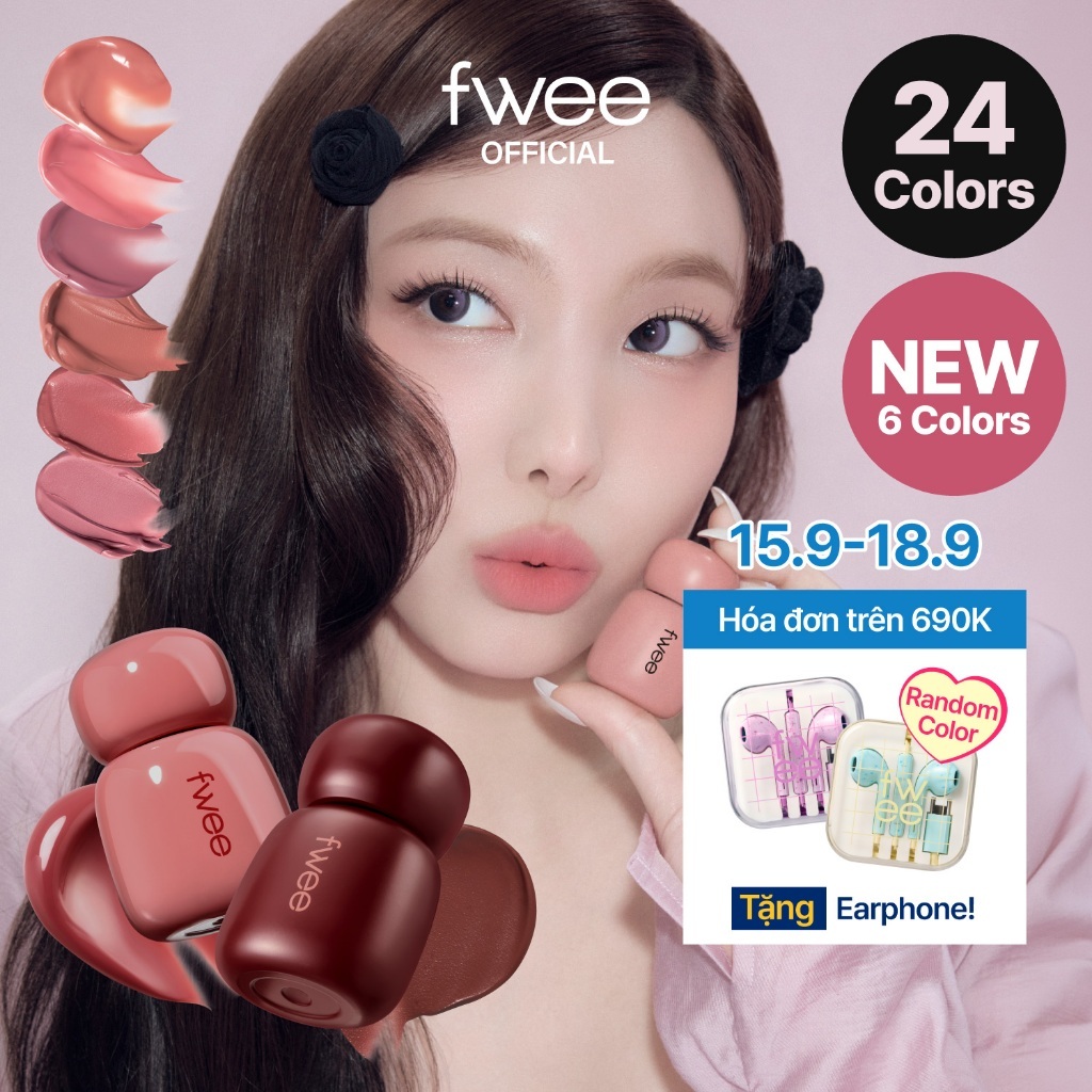 (NEW 6 Colors) fwee Rose Obsession Stay-fit Lip Tint (24 Màu)