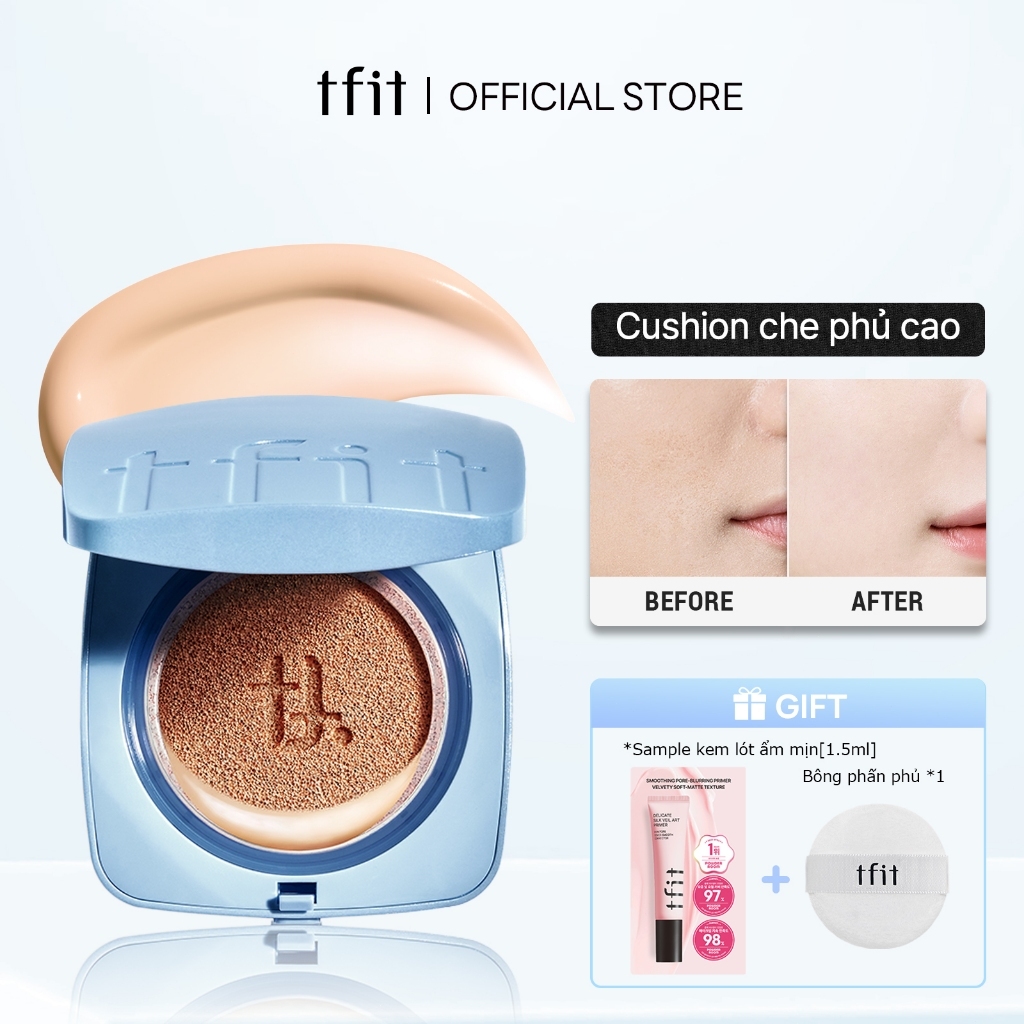 [TFIT Official] Cushion Hiệu Ứng Làm Mát – Nâng Tông Nhẹ, Thoáng Mịn, Bền Màu Lì Icy Fit Cover Cushion EX 12g