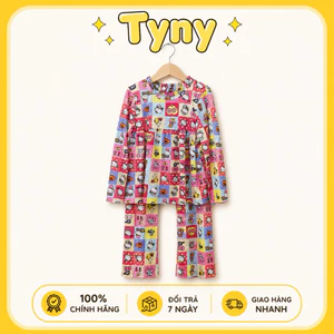 Đồ Bộ Nữ Thun Tăm In 3D Hello Kitty Tay Dài Quần Dài – Mặc Nhà Co Giãn 4 Chiều Mềm Mát