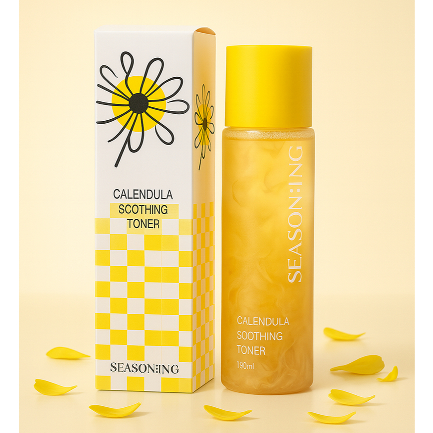 Calendula Toner | SEASON:ING Nước Hoa Cúc 180ml | Real Calendula Flower Hyaluronic Acid K-Beauty