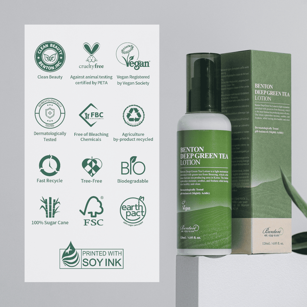 [Benton Official] Sữa Dưỡng Benton Deep Green Tea – Cấp ẩm, làm dịu, hỗ trợ kiểm soát dầu thừa, dùng được cho da nhạy cảm
