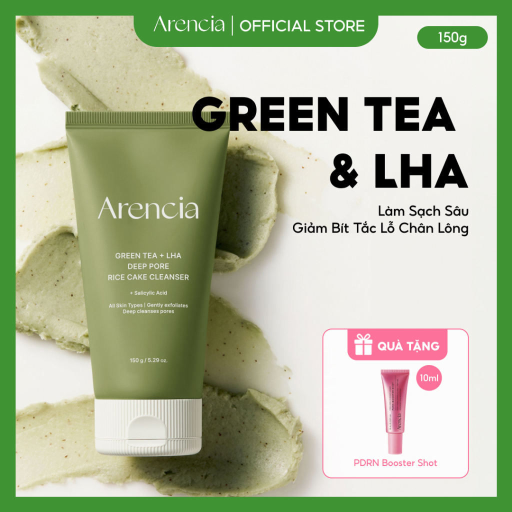 [Arencia] Trà xanh + Sữa rửa bánh gạo lỗ chân lông sâu LHA 150ml