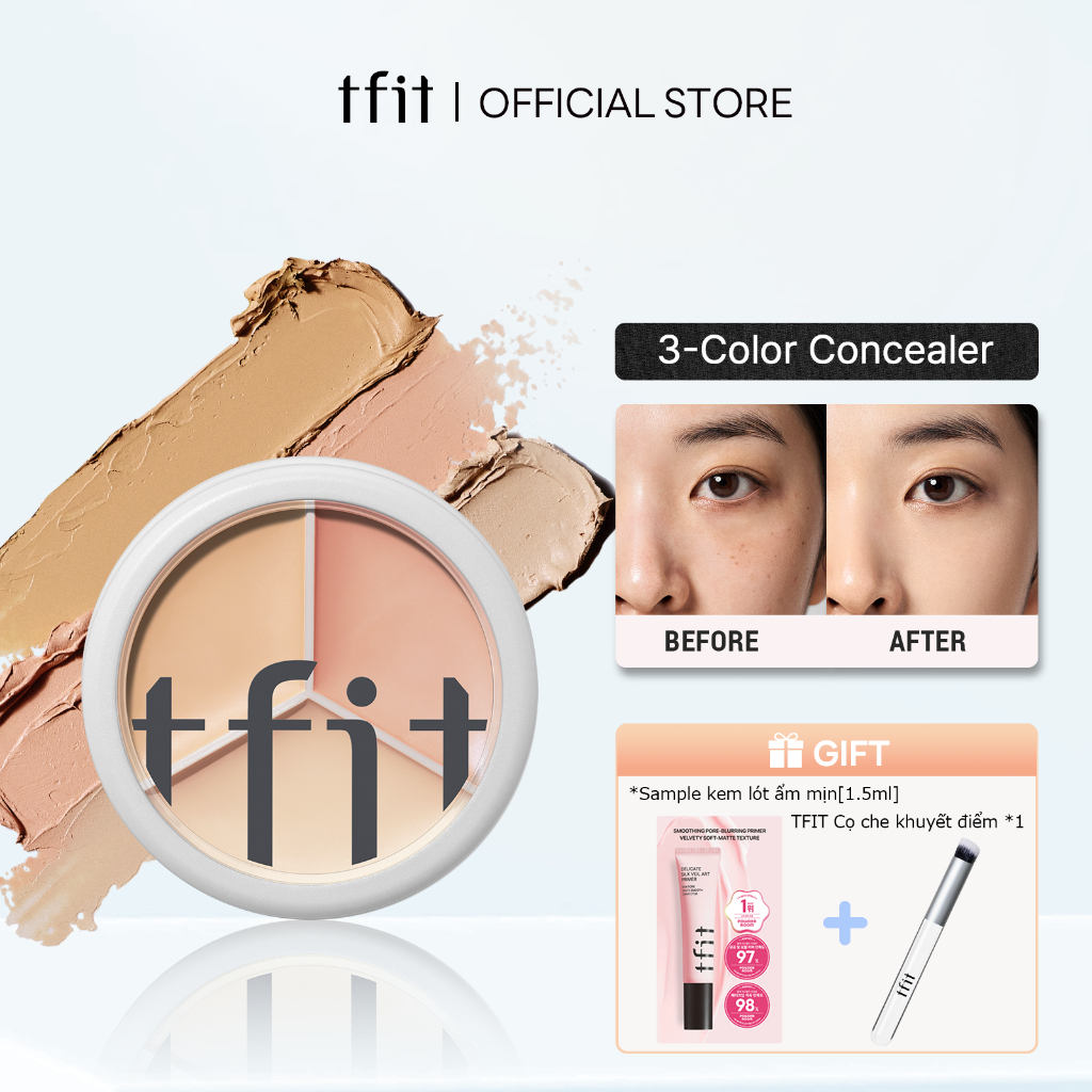 [TFIT Official] Kem Che Khuyết Điểm Quầng Thâm Mụn Chống Nước Cover Up Pro Concealer 15g