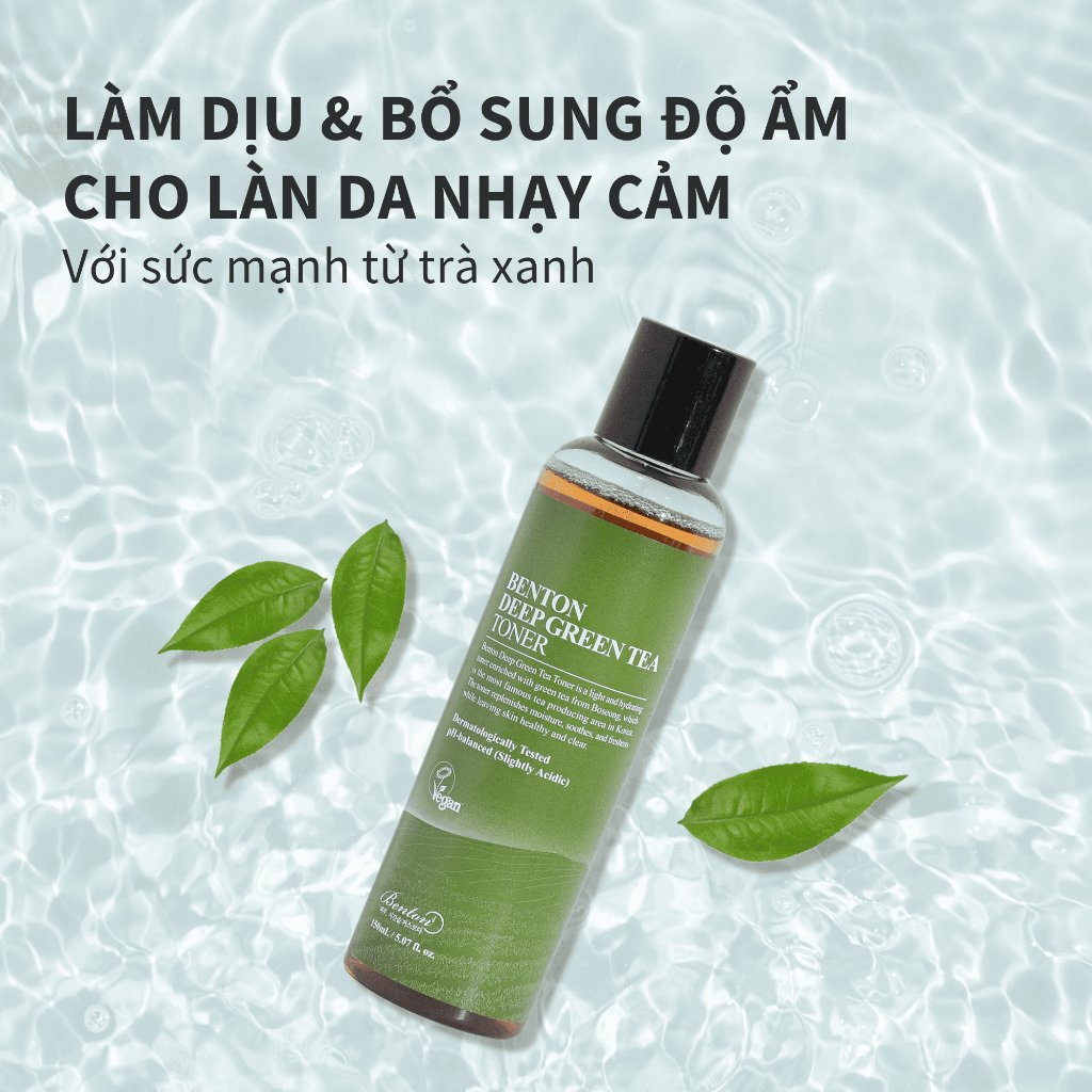 [Benton Official]  Nước hoa hồng trà xanh Deep Green Tea Toner 150ml dành cho da mụn, da dầu và da nhạy cảm – Giúp làm dịu và giảm kích ứng